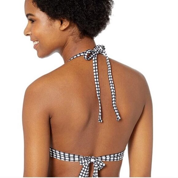 Roxy Black White Check Gingham Bikini Swim Top Excellent Condition Small Halter - Picture 6 of 10